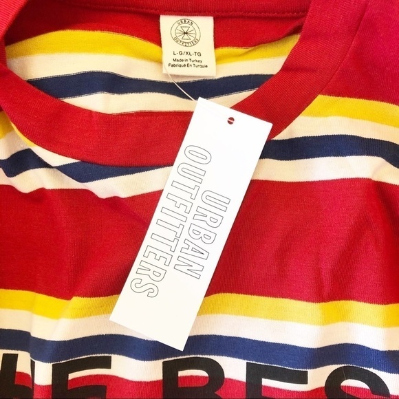 URBAN OUTFITTERS NWT Oversized Striped Graphic Text Top Size Large / XL - Picture 15 of 16